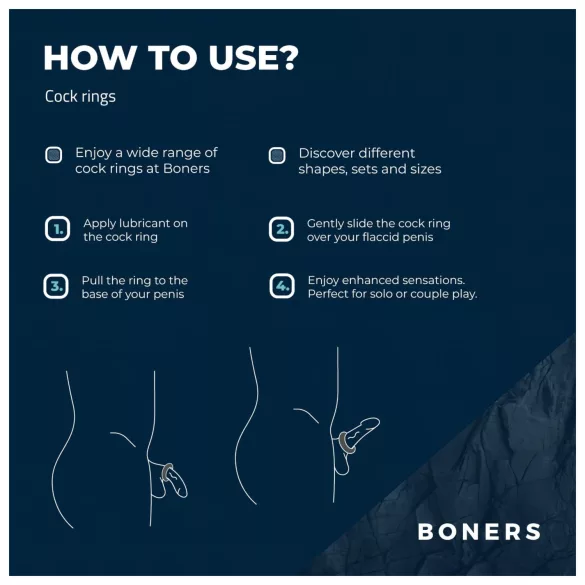 Boners - komplet silikonskih erekcijskih obročkov - 3 kosi - siva