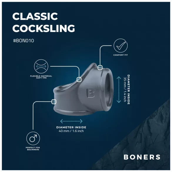 Boners - erekcijski obroč in obroč za moda - silikon - siva