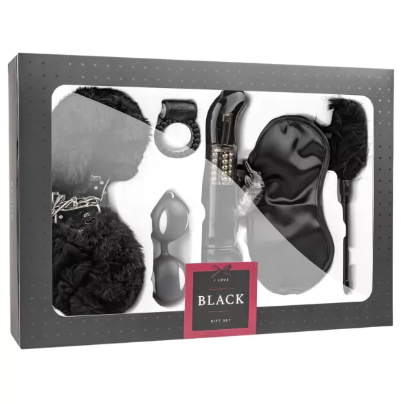 LoveBoxxx I love Black - vibratorni vezalni komplet - 6-delni set