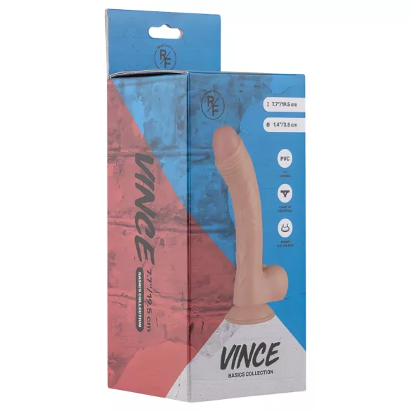 Real Fantasy Vince - dildo s modo in kožico - 19,5 cm - natur