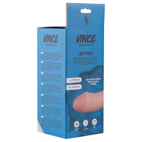 Real Fantasy Vince - dildo s modo in kožico - 19,5 cm - natur