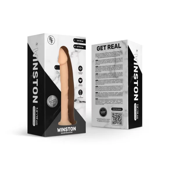 Real Fantasy Winston - vibrators z priseskom - 19 cm - naravna barva