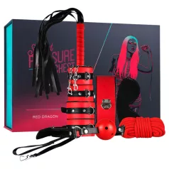   Secret Pleasure Chest - napredni komplet za BDSM - 10-delni (rdeč)