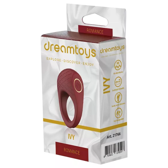 Dreamtoys Ivy - vibracijski obroč za penis - bordor