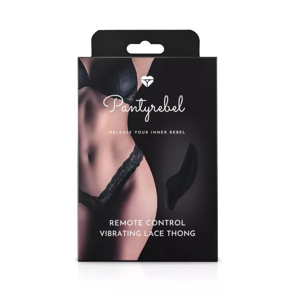Pantyrebel - črne baterijske, radijske čipkaste tangice z vibratorjem (S-L)