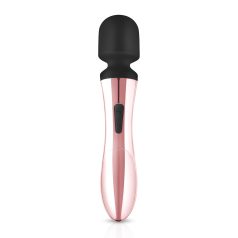   Rosy Gold - masažni vibrator z ukrivljeno glavo - polnjenje USB - rožnato zlata