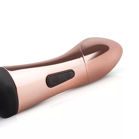 Rosy Gold - masažni vibrator z ukrivljeno glavo - polnjenje USB - rožnato zlata