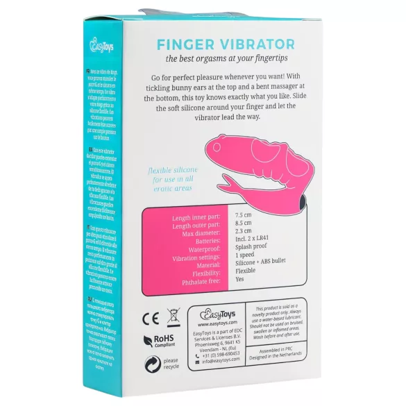 Easytoys - vibracijski prstan za prst - 2v1 - črn
