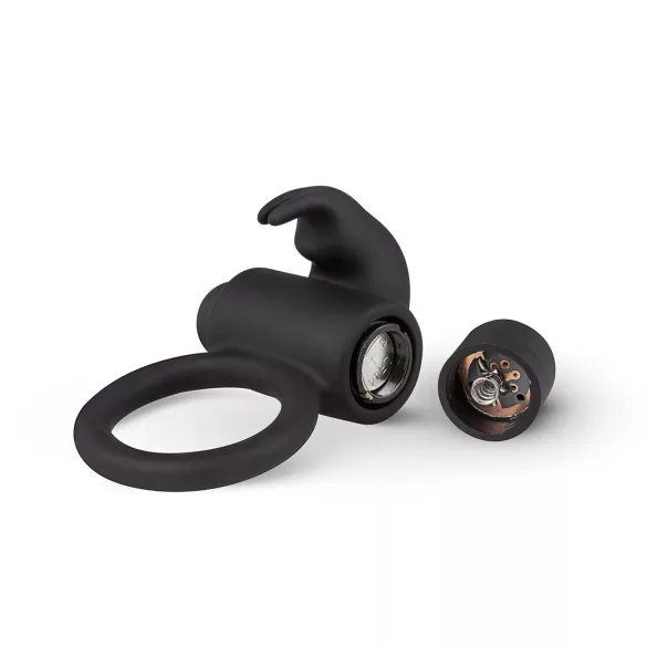 EasyToys Bunny - vibracijski obroč za penis - zajček - črna