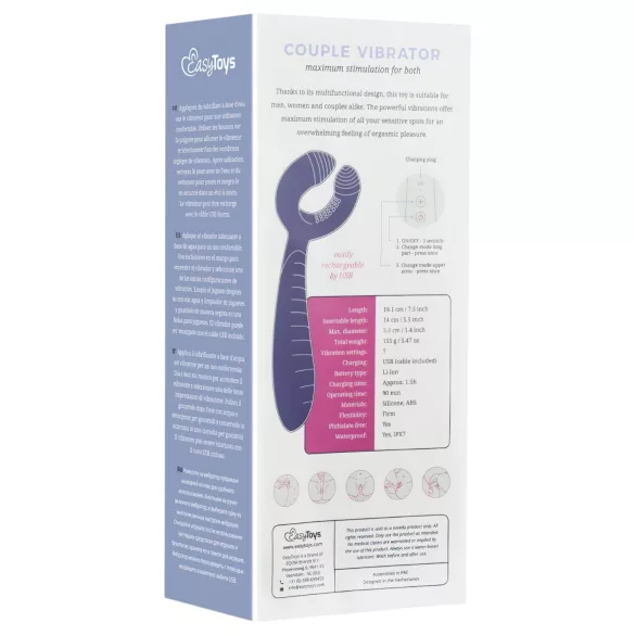Easytoys Couple - vibrator za pare - polnjenje USB - vodoodporen - vijoličen