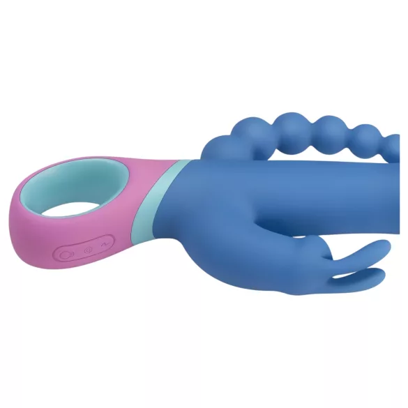 PMV20 Vice Double - trojni vibrator z rotacijo - silikonski - moder