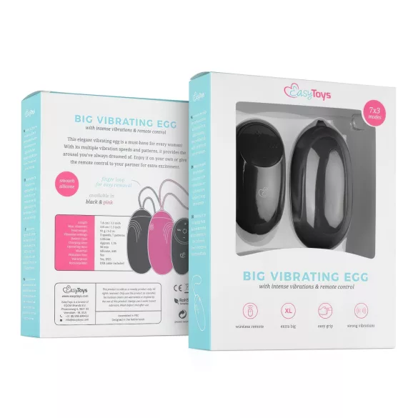 Easytoys - vibracijsko jajce - brezžično, vodoodporno, akumulatorsko - črno
