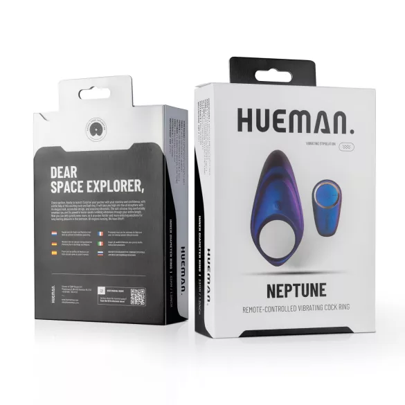 Hueman Neptune - vodoodporen vibracijski obroček za penis - vijoličen