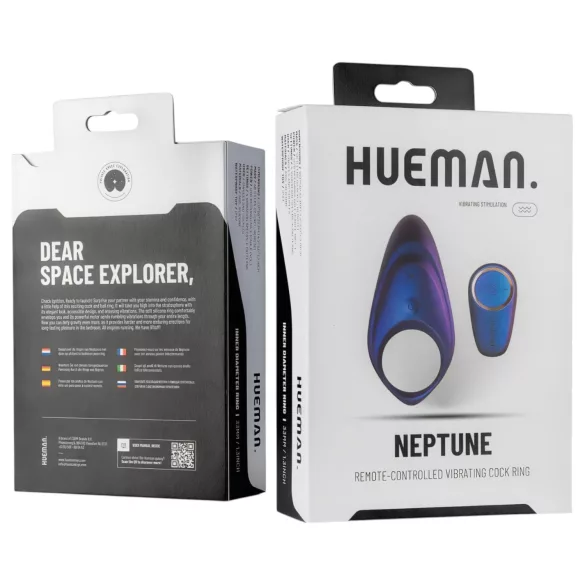 Hueman Neptune - vodoodporen vibracijski obroček za penis - vijoličen