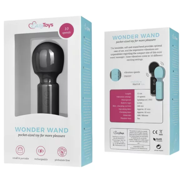 Easytoys - mini masažni vibrator - polnilni - črna