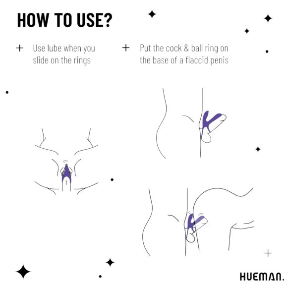 Hueman Infinity Ignite - vibracijski obroč za penis in moda - vijoličen