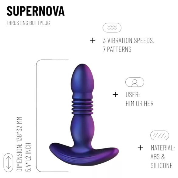 Hueman Supernova - potisni analni vibrator (vijoličen)