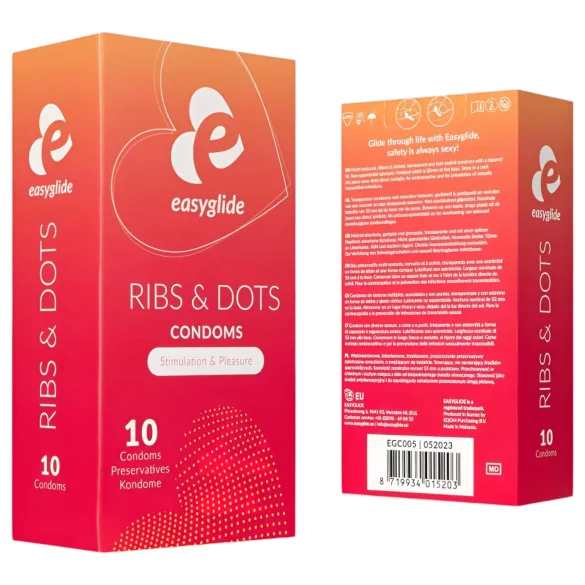 EasyGlide - kondomi z rebrci in pikami - 10 kosov