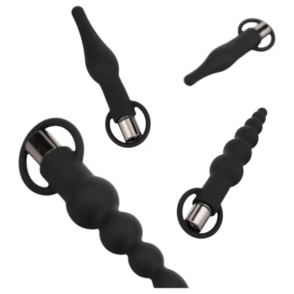 Easytoys - komplet analnih vibratorjev - polnjenje USB - 4-deln set - črna