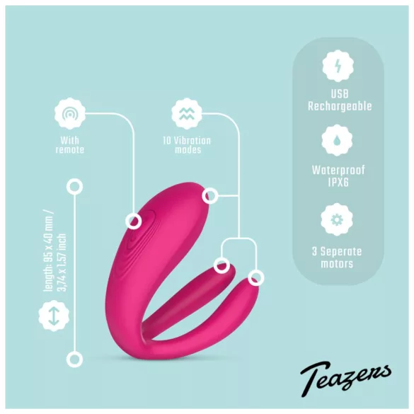 Teazers - vibrator za pare s 3 motorji - roza