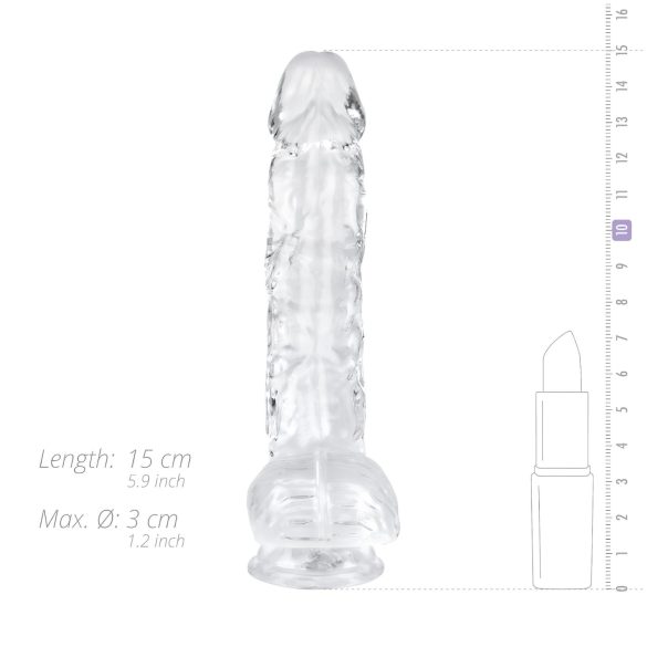 EasyToys - dildo s testisi - 13,5 cm - prozoren