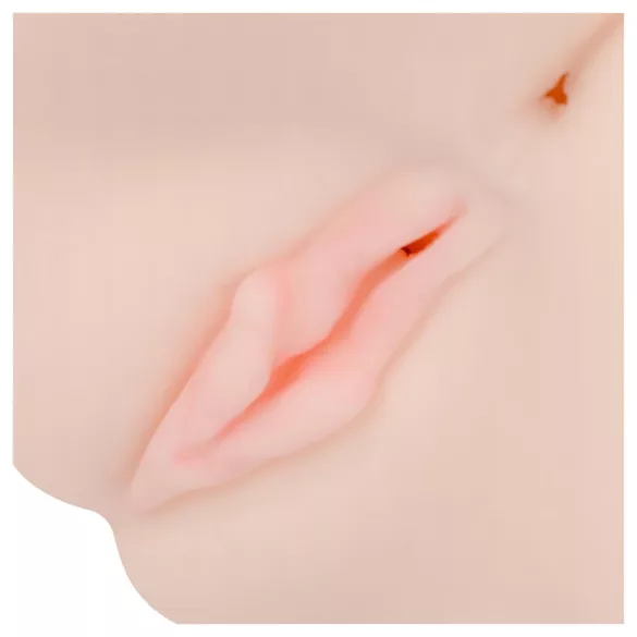 FWB - masturbator vagina in anus z vibratorjem - naravna barva