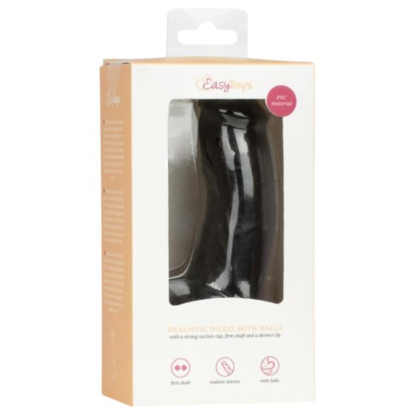 Easytoys - realistični dildo s testisi - 12 cm - črn