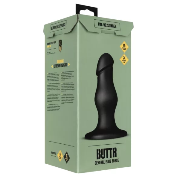 BUTTR FIM-92 - analni dildo s priseskom - črna