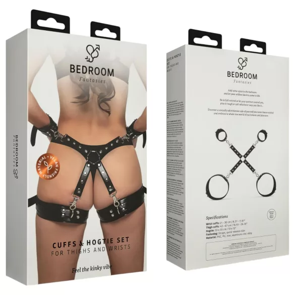 Bedroom Fantasies - lisice za zapestje in stegno - črne