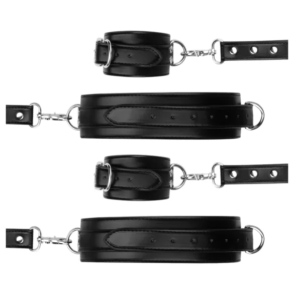 Bedroom Fantasies - lisice za zapestje in stegno - črne