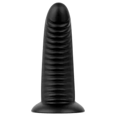   BUTTR Double Ribbed - velik rebrast analni čep (črn) - 26 cm