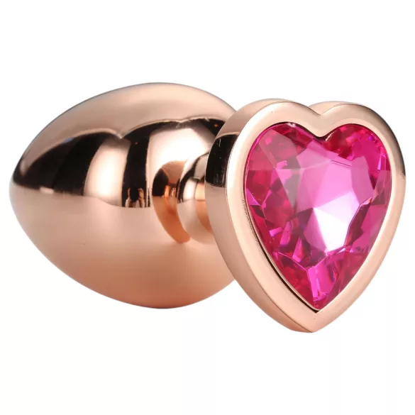 Gleaming Love - analni čep s srčastim kamnom - aluminij rožnato zlato M
