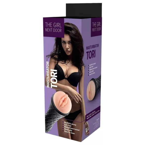 The Girl Next Door Tori - realistična vagina v ohišju - naravna/črna