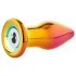 Glamour Glass - stožčasti, stekleni analni vibrator z radiem (barvni)