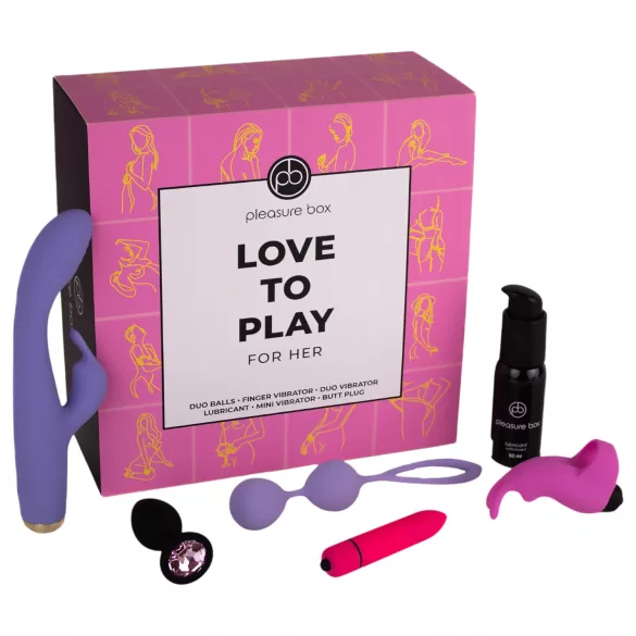 Pleasure Box Love to Play - vibrator set - 6 delni - roza vijolična
