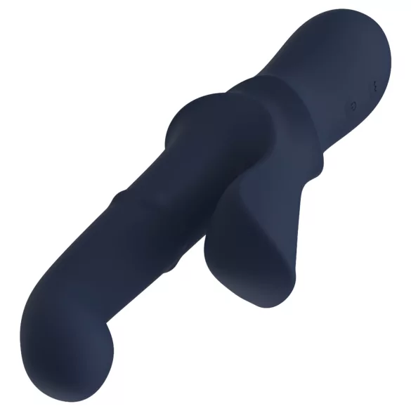 Goddess Iris - vibrator z biseri in s klitorisnim ročajem (moder)