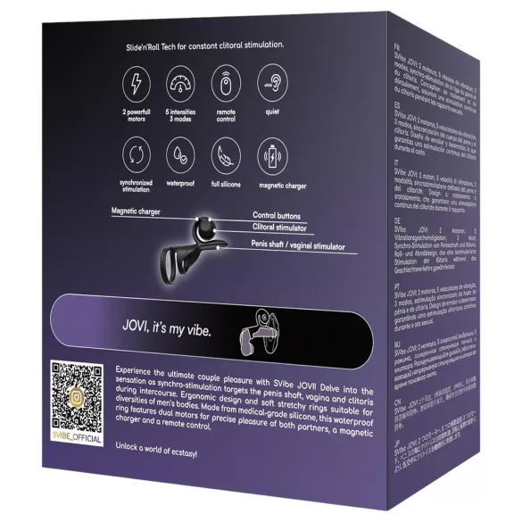 Snail Vibe Jovi - obroč za penis in vibrator za pare - črna