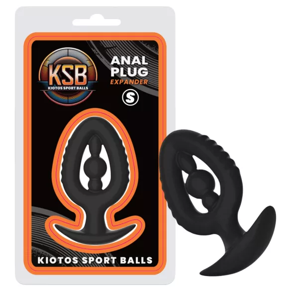 Kiotos - silikonski analni čep z razširjevalcem S (črn)