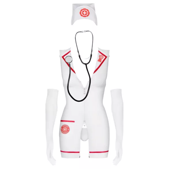 Obsessive - kostum medicinske sestre - komplet - bela - S/M