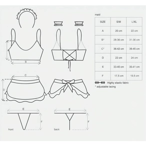 Obsessive - kostum sobarice - komplet 5 delov