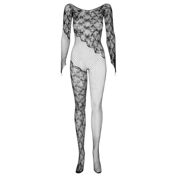 Obsessive F210 - mrežasti catsuit z dolgimi rokavi - črna - S-L