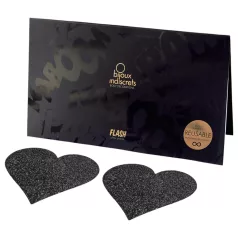   Bijoux Indiscrets - samolepilni srčasti nalepki za bradavice - črna