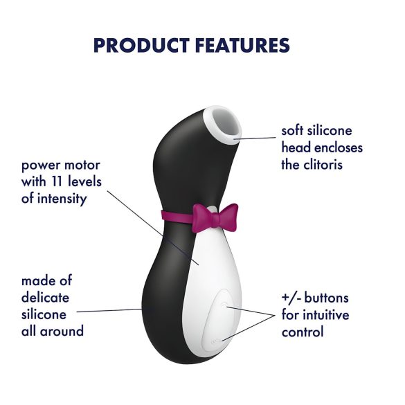 Satisfyer Penguin - polnilni vibrator za klitoris - vodoodporen - črno-bel