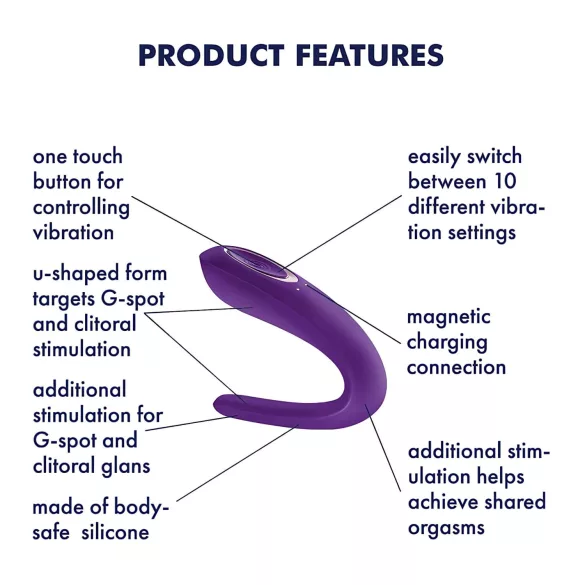 Satisfyer Double Classic - vodoodporen, polnilni parni vibrator (vijolična)