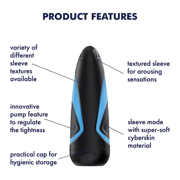 Satisfyer Men One - masturbator s sesanjem - modro-črn