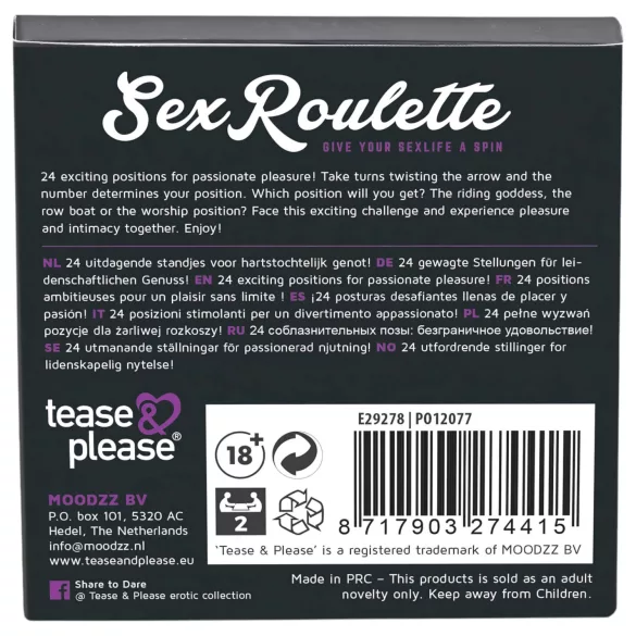 Sex Roulette Kama Sutra - erotična družabna igra (v 10 jezikih)