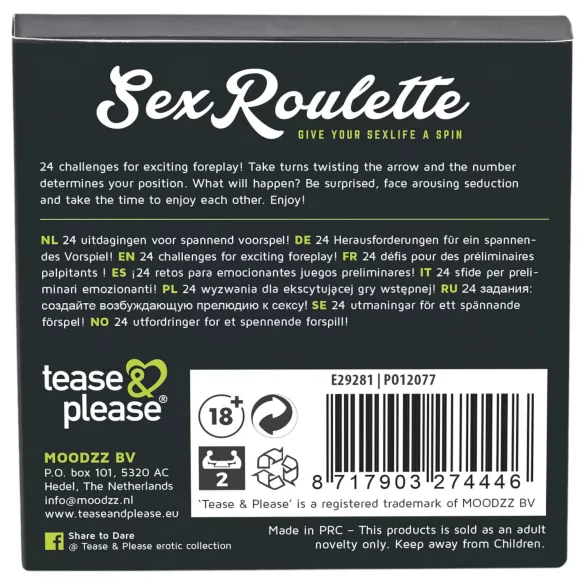 tease & please - Sex Roulette Foreplay - erotična ruleta za predigro - družabna igra za pare