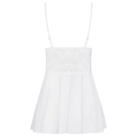 Obsessive - babydoll in tangice - čipka - bela - L/XL