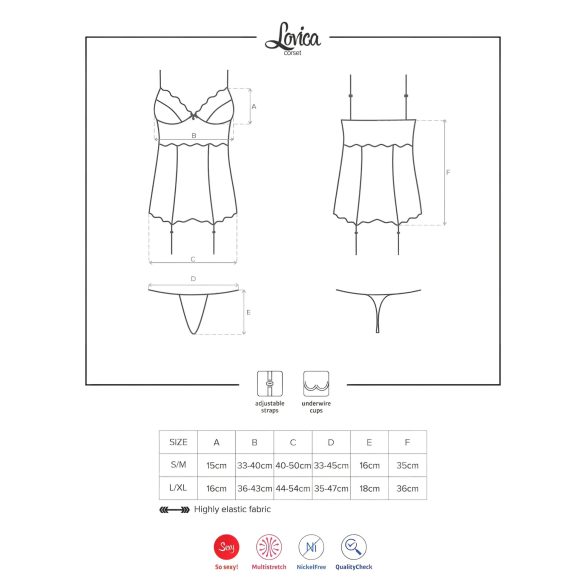 Obsessive - seksi komplet s čipkastim podvezničnim topom in tangicami - rdeča