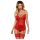 Obsessive Lovica - čipkasti podvezni top in tangice (rdeče) - L/XL